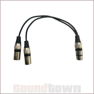 SOUNDTOWN Y-SPLIT AUDIO CABLE 0.3M (XLRF TO DUAL XLRM) (BLACK)