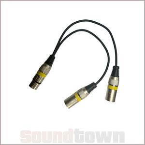 SOUNDTOWN Y-SPLIT AUDIO CABLE 0.3M (XLRF TO DUAL XLRM) (YELLOW)