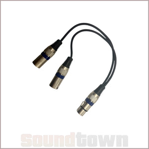 SOUNDTOWN Y-SPLIT AUDIO CABLE 0.3M (XLRF TO DUAL XLRM) (BLUE)