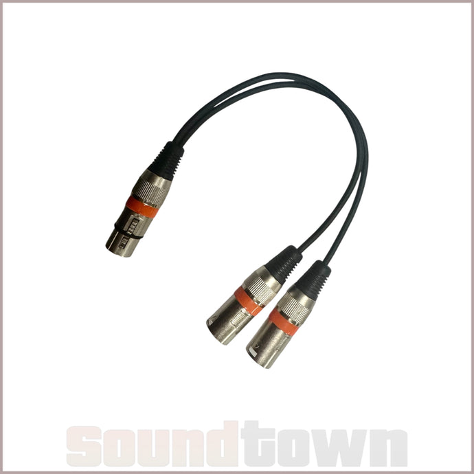 SOUNDTOWN Y-SPLIT AUDIO CABLE 0.3M (XLRF TO DUAL XLRM) (RED)