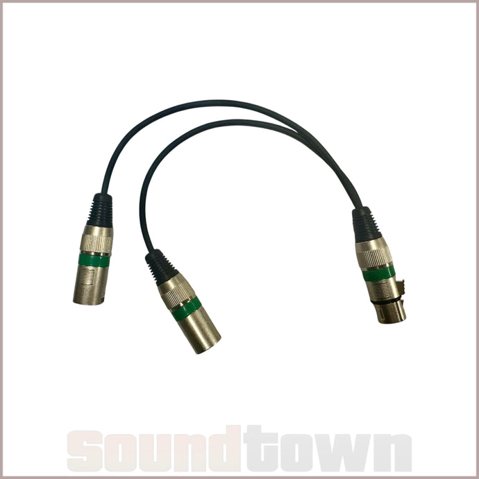 SOUNDTOWN Y-SPLIT AUDIO CABLE 0.3M (XLRF TO DUAL XLRM) (GREEN)